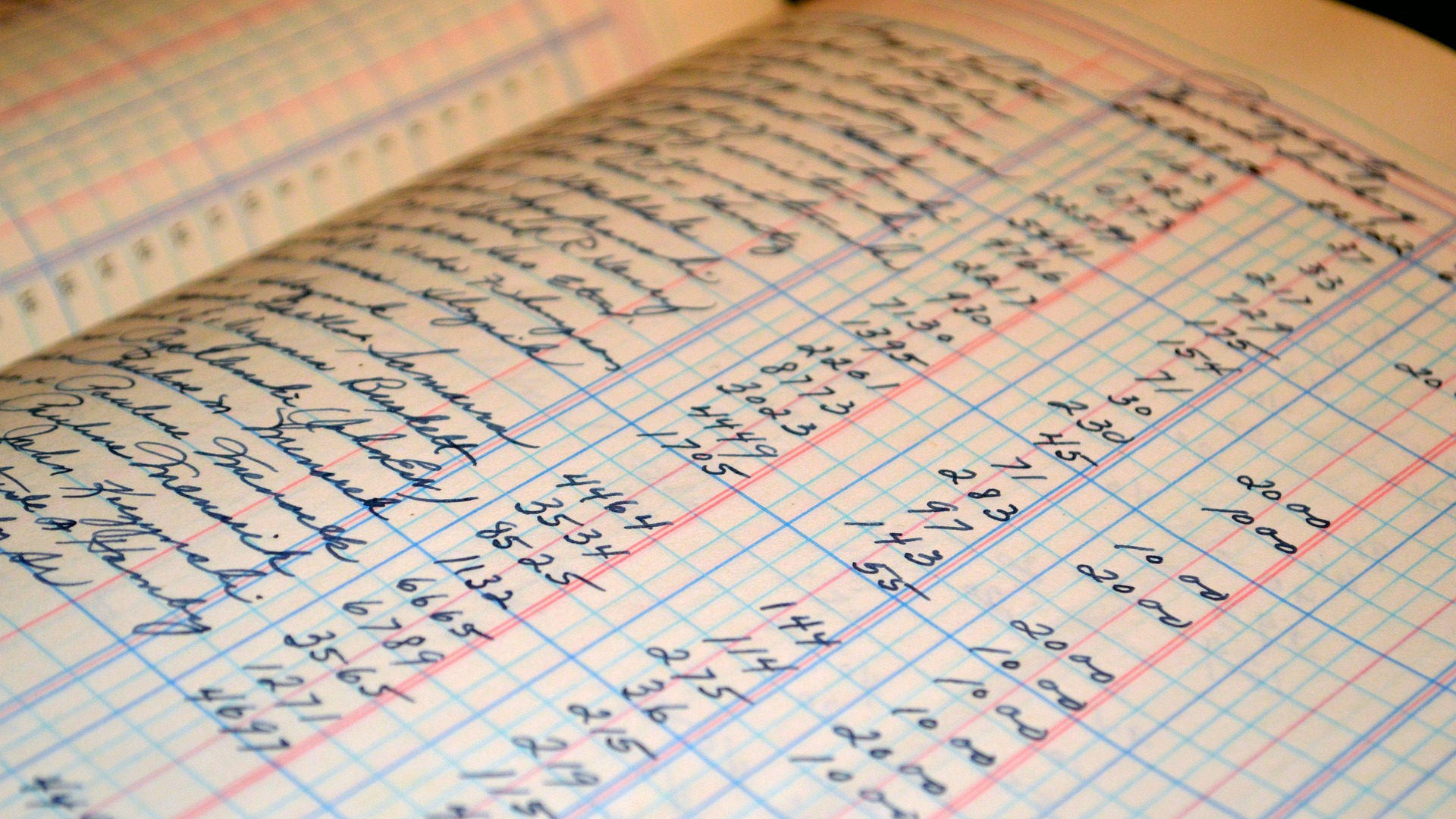 A ledger page with numbers