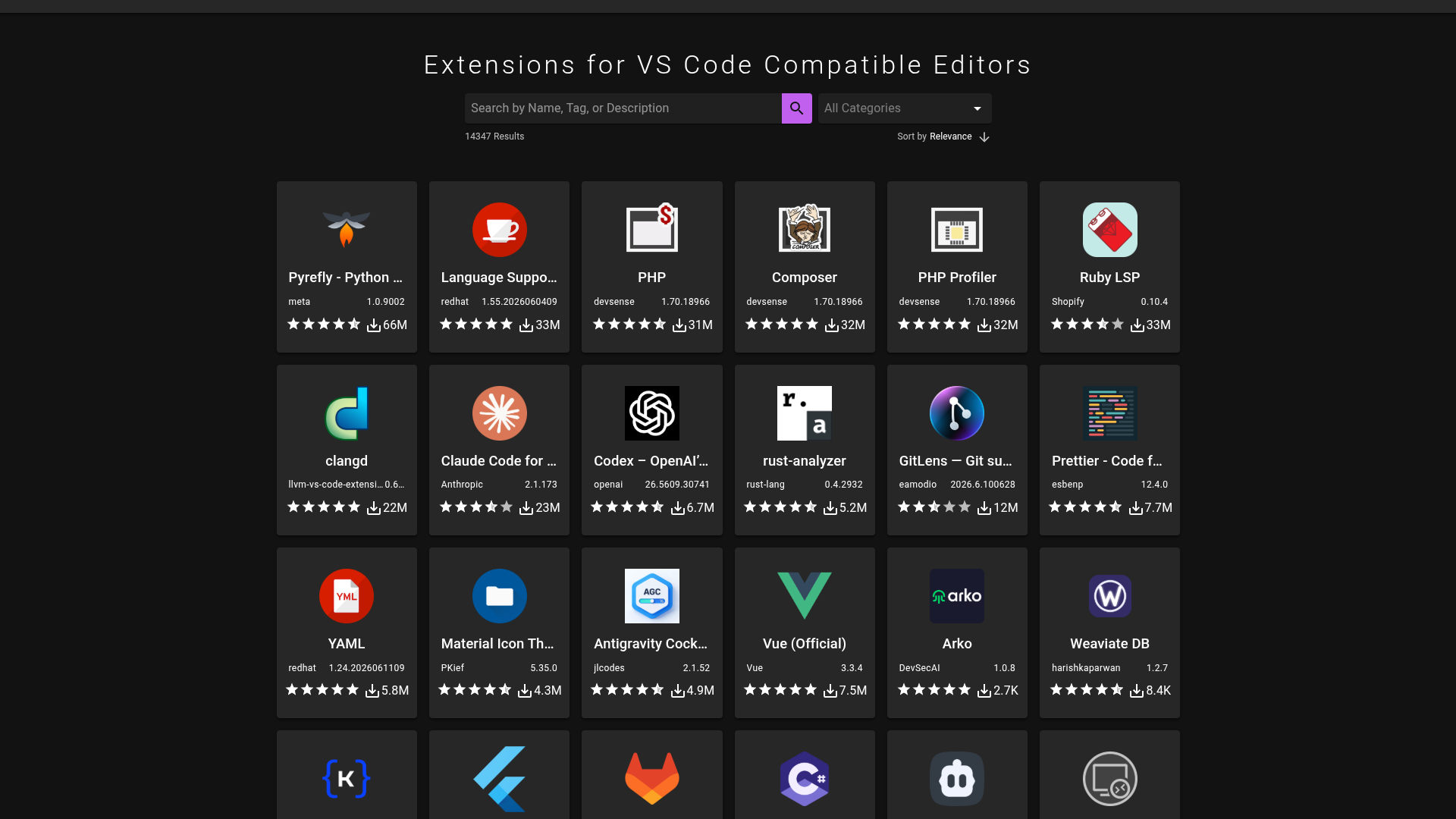 The OpenVSX website