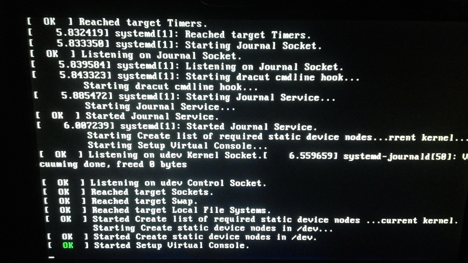 Kernel boot up screen