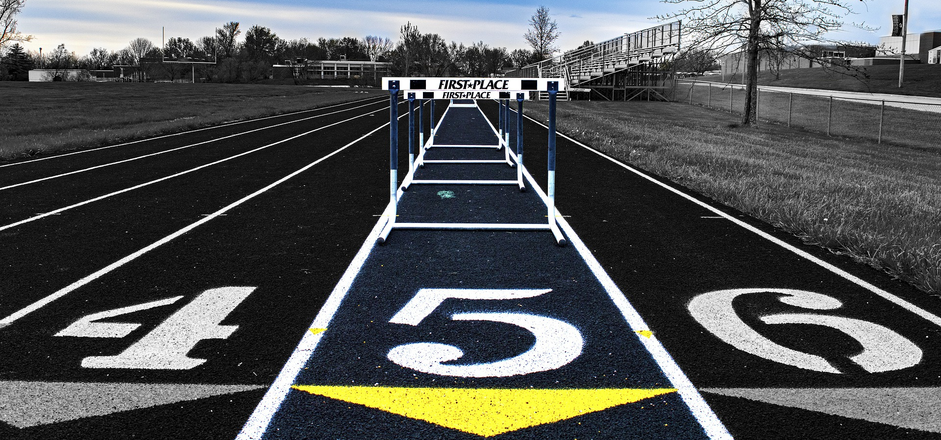 hurdles on a track