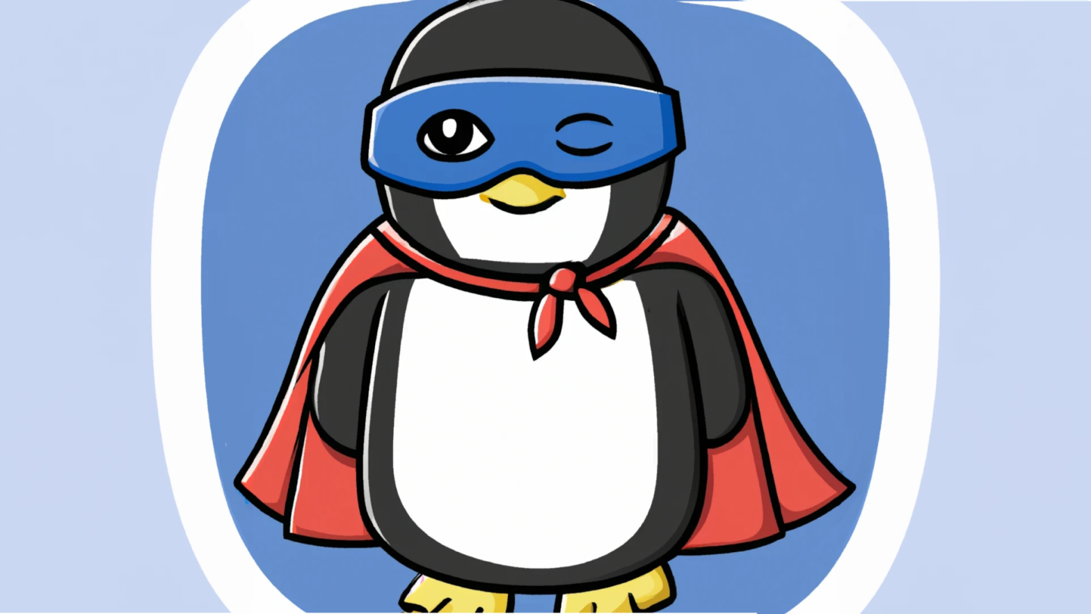 a penguin dressed up as a superhero